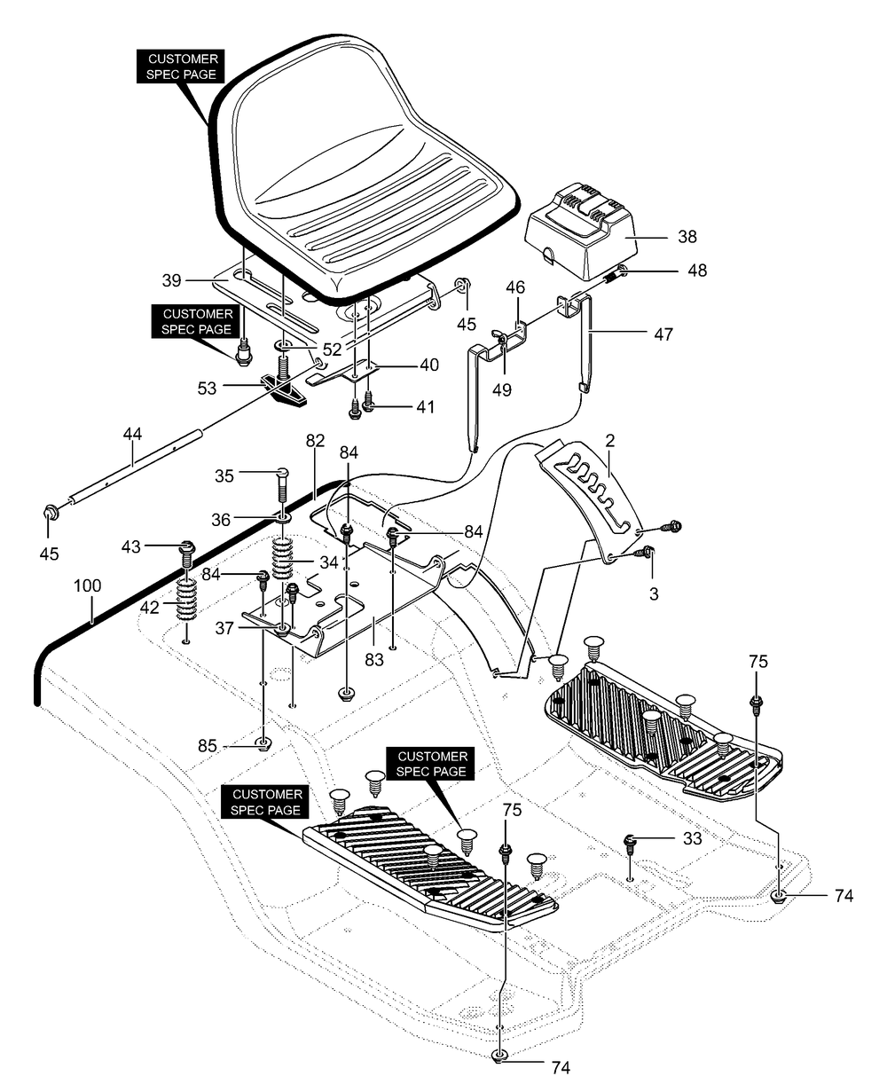 Rear Chassis Assembly (Part 2) Diagram and Parts List for 40318X50C 2001 Briggs and Stratton Lawn Tractor
